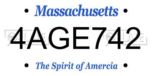 4AGE742 Massachusetts License Plate