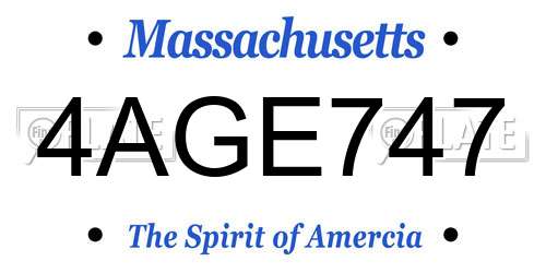 4AGE747 Massachusetts License Plate