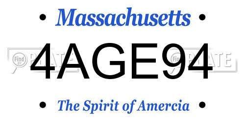4AGE94 Massachusetts License Plate