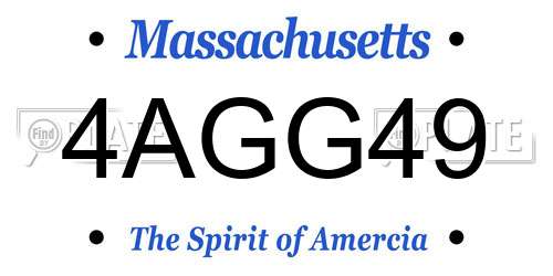 4AGG49 Massachusetts License Plate