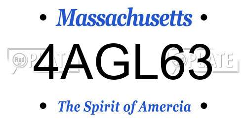 4AGL63 Massachusetts License Plate