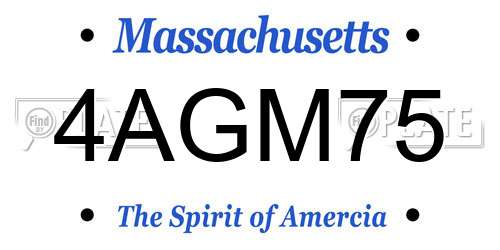 4AGM75 Massachusetts License Plate