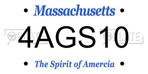 4AGS10 Massachusetts License Plate