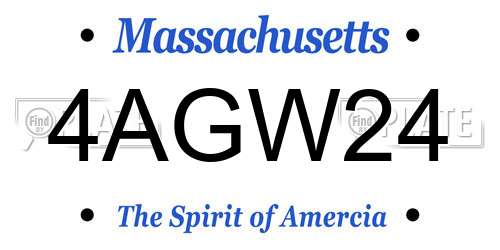 4AGW24 Massachusetts License Plate