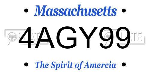 4AGY99 Massachusetts License Plate