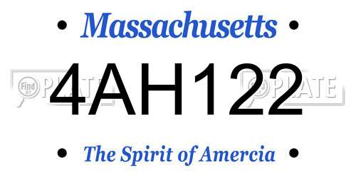 4AH122 Massachusetts License Plate