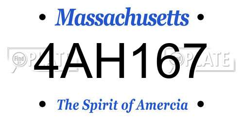 4AH167 Massachusetts License Plate