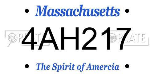 4AH217 Massachusetts License Plate