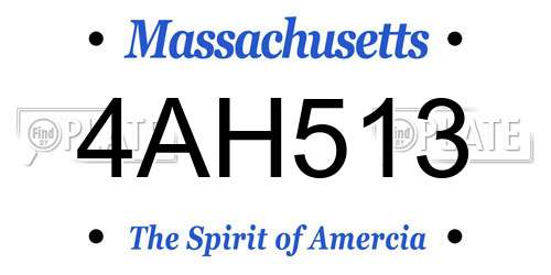 4AH513 Massachusetts License Plate