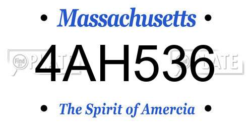 4AH536 Massachusetts License Plate