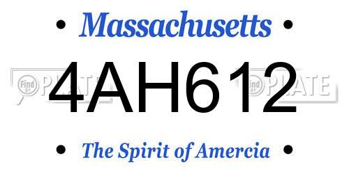 4AH612 Massachusetts License Plate