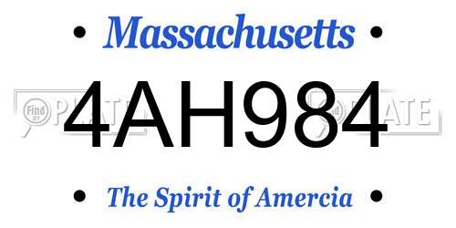 4AH984 Massachusetts License Plate