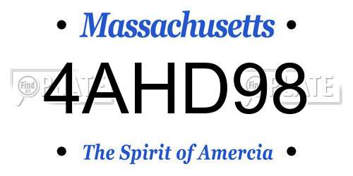 4AHD98 Massachusetts License Plate