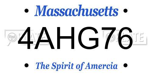 4AHG76 Massachusetts License Plate