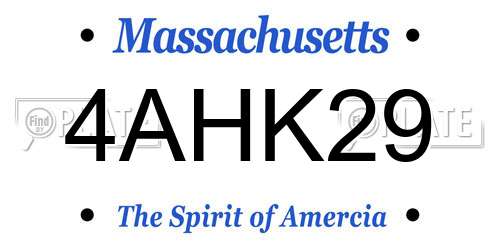 4AHK29 Massachusetts License Plate