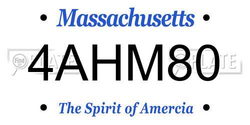 4AHM80 Massachusetts License Plate
