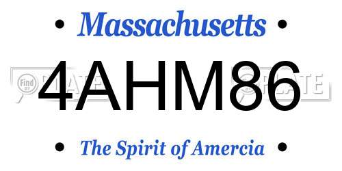 4AHM86 Massachusetts License Plate