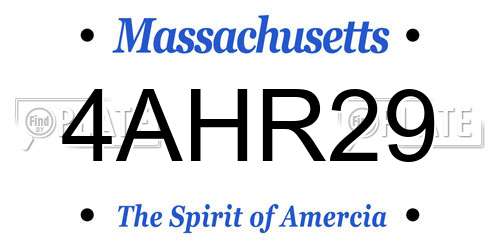 4AHR29 Massachusetts License Plate