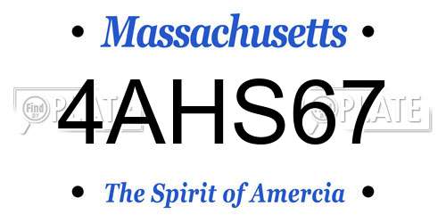 4AHS67 Massachusetts License Plate