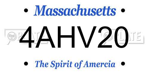 4AHV20 Massachusetts License Plate