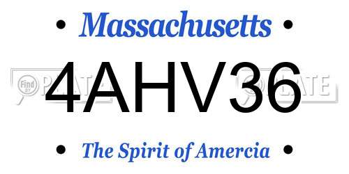 4AHV36 Massachusetts License Plate