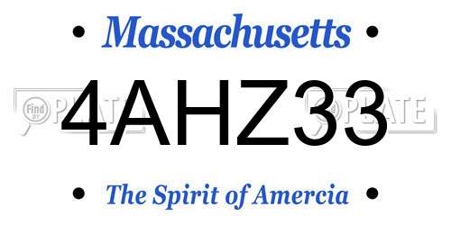 4AHZ33 Massachusetts License Plate