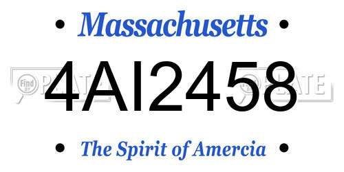 4AI2458 Massachusetts License Plate