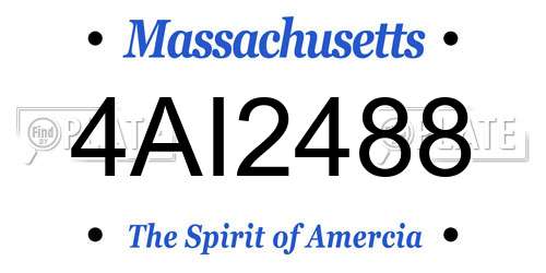 4AI2488 Massachusetts License Plate