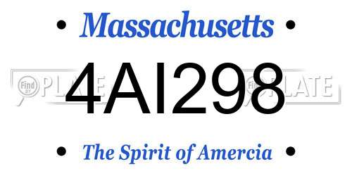 4AI298 Massachusetts License Plate