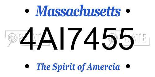4AI7455 Massachusetts License Plate