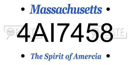 4AI7458 Massachusetts License Plate
