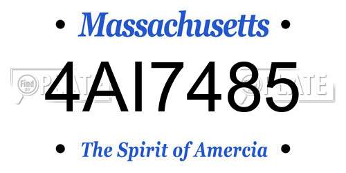 4AI7485 Massachusetts License Plate