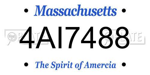 4AI7488 Massachusetts License Plate