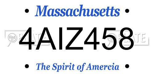 4AIZ458 Massachusetts License Plate