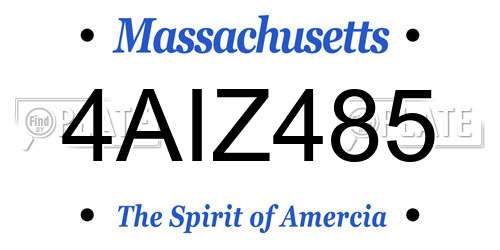 4AIZ485 Massachusetts License Plate