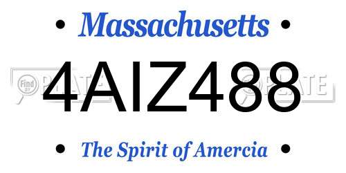 4AIZ488 Massachusetts License Plate