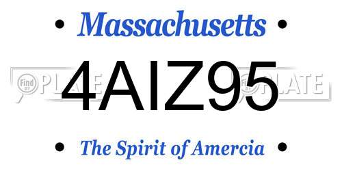 4AIZ95 Massachusetts License Plate