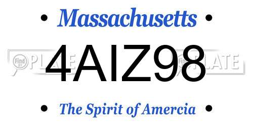 4AIZ98 Massachusetts License Plate