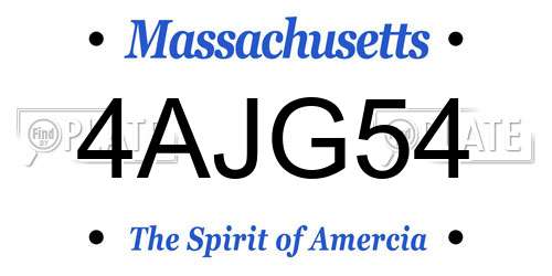 4AJG54 Massachusetts License Plate
