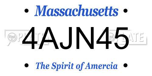 4AJN45 Massachusetts License Plate