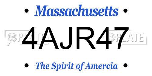 4AJR47 Massachusetts License Plate