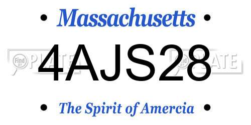 4AJS28 Massachusetts License Plate
