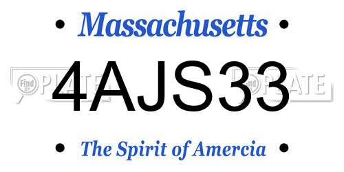 4AJS33 Massachusetts License Plate