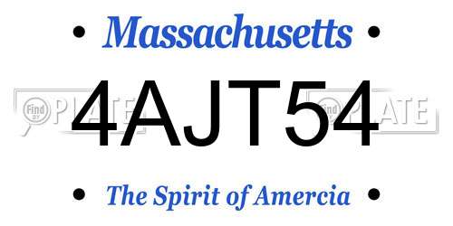 4AJT54 Massachusetts License Plate