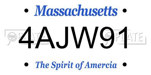 4AJW91 Massachusetts License Plate