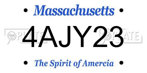 4AJY23 Massachusetts License Plate