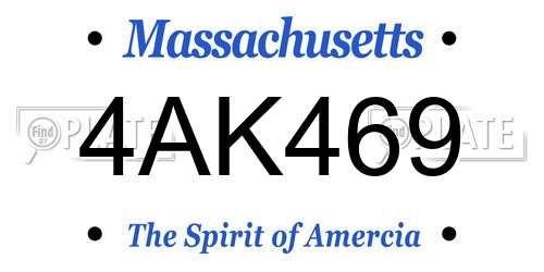 4AK469 Massachusetts License Plate