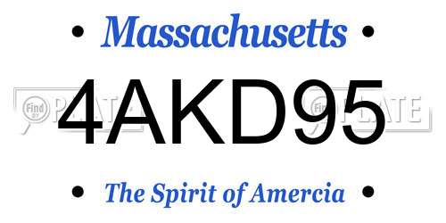 4AKD95 Massachusetts License Plate