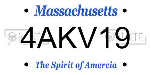 4AKV19 Massachusetts License Plate