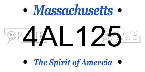 4AL125 Massachusetts License Plate